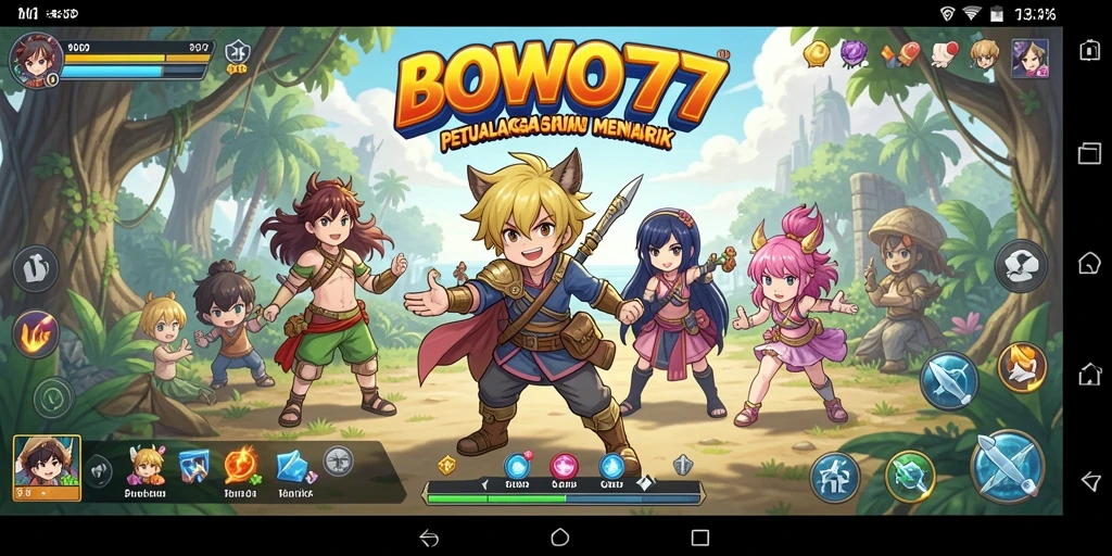 Tampilan gameplay BOWO77 yang menampilkan pertarungan karakter anime.