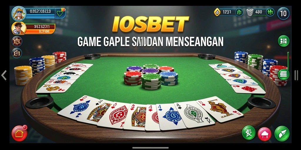 Screenshot gameplay IOSBET yang menampilkan suasana permainan Gaple yang hidup.
