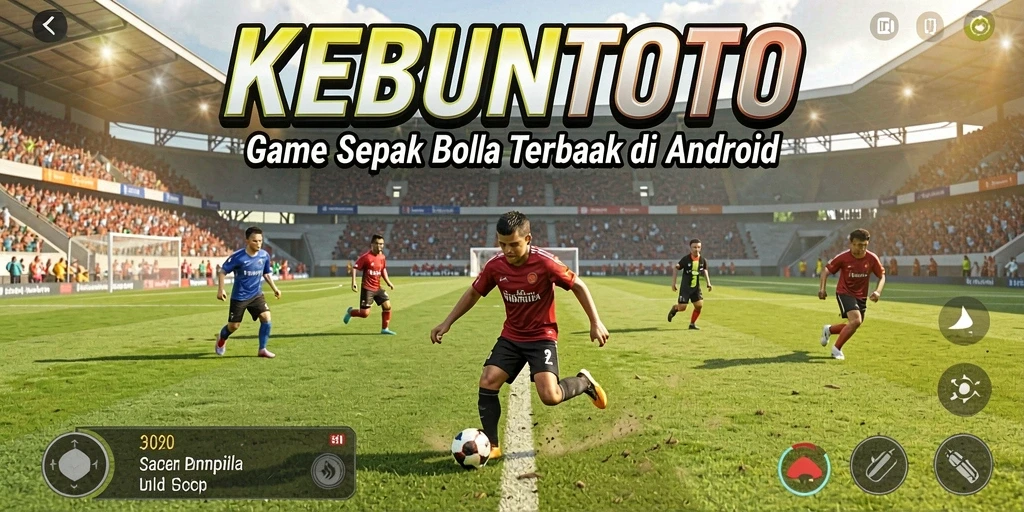 Tampilan gameplay KEBUNTOTO dengan aksi sepak bola yang intens.