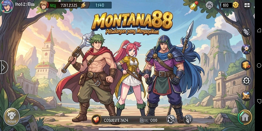 Tampilan gameplay seru di MONTANA88 dengan karakter anime yang menakjubkan.