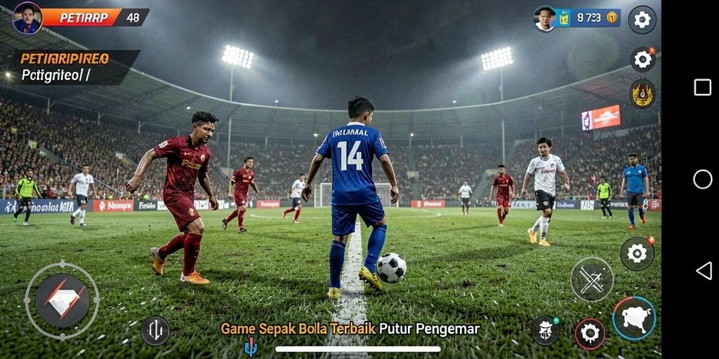 Tampilan gameplay yang mendebarkan dalam pertandingan sepak bola.