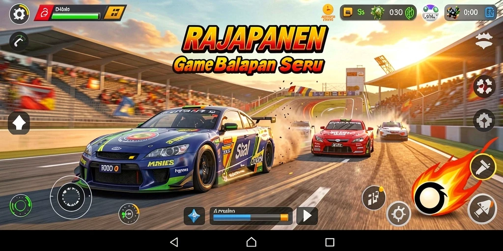 Tampilan gameplay seru balapan di lintasan menarik.
